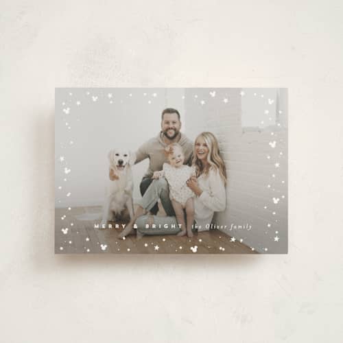 This is a snow christmas postcards with standard by AK Graphics called mickey confetti printing on signature in postcard