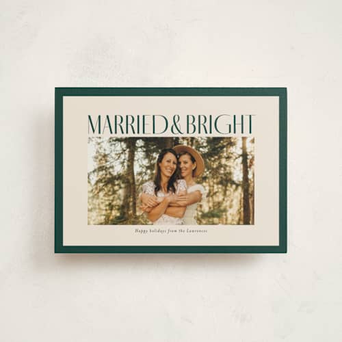 This is a spruce christmas postcards with standard by Ekko Studio called married & bright printing on signature in postcard