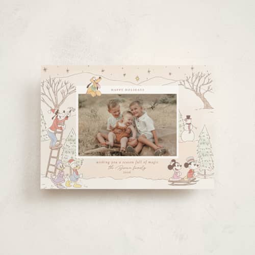 This is a cider christmas postcards with standard by Sabrin Deirani called disney's mickey vintage christmas printing on signature in postcard