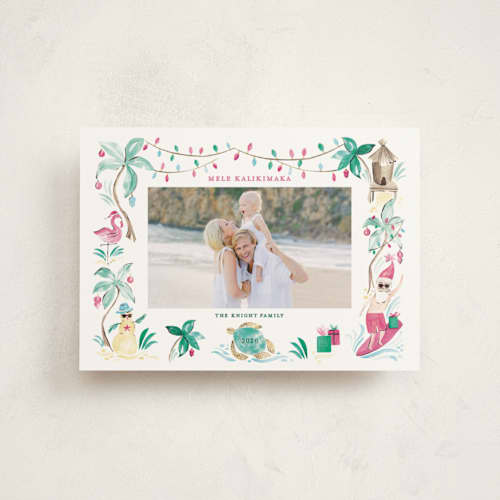 This is a guava christmas postcards with standard by Sarah Knight called merry luau printing on signature in postcard