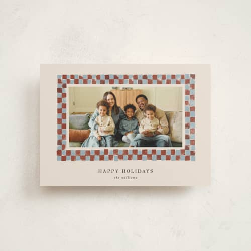 This is a rust christmas postcards with standard by Snow and Ivy called castello printing on signature in postcard