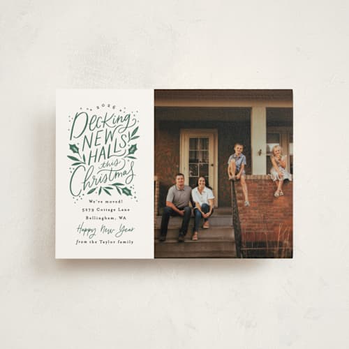 This is a pine christmas postcards with standard by Alethea and Ruth called decking new halls printing on signature in postcard
