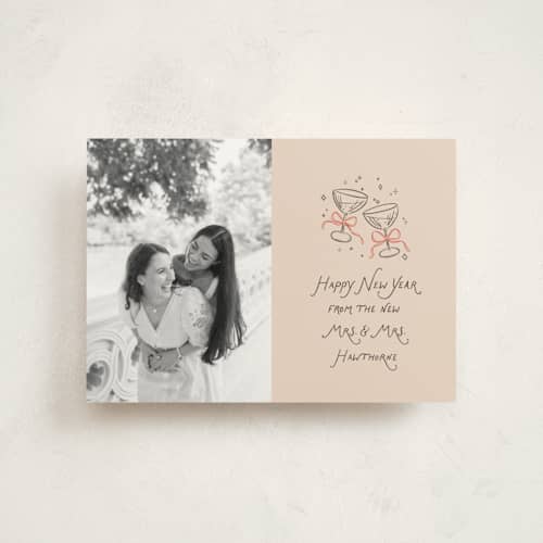 This is a candied grapefruit christmas postcards with standard by Randi Cirelli called newlywed toast printing on signature in postcard