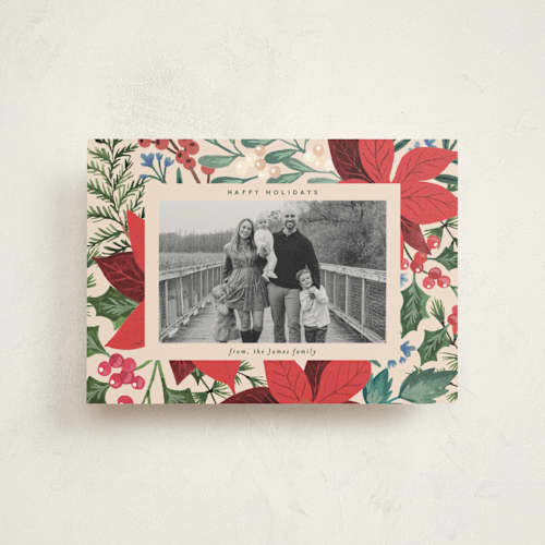 This is a holly berry christmas postcards with standard by Alethea and Ruth called bold floral printing on signature in postcard