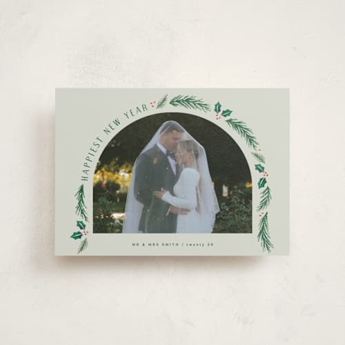 This is a sage christmas postcards with standard by Hooray Creative called a married christmas printing on signature in postcard