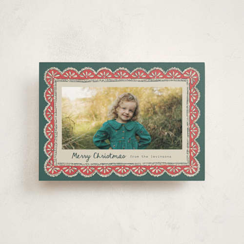 This is a forest christmas postcards with standard by Chris Griffith called holiday chantilly lace printing on signature in postcard