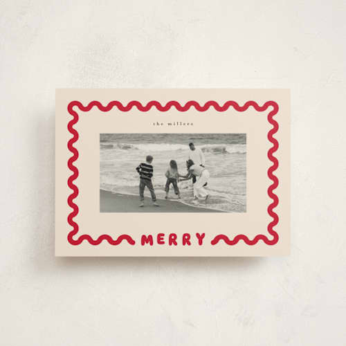 This is a cream christmas postcards with standard by Iveta Angelova called merry wave printing on signature in postcard