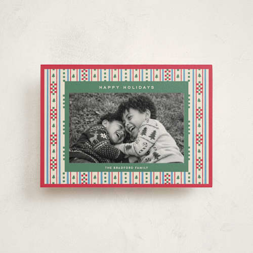 This is a poinsettia christmas postcards with standard by Amy Kross called lauren printing on signature in postcard