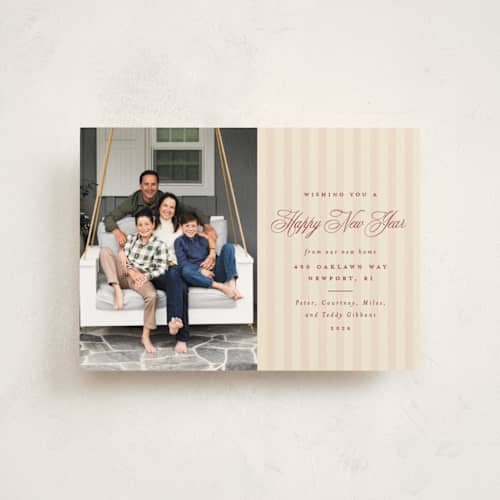 This is a stocking christmas postcards with standard by Olivia Raufman called charming stripe printing on signature in postcard