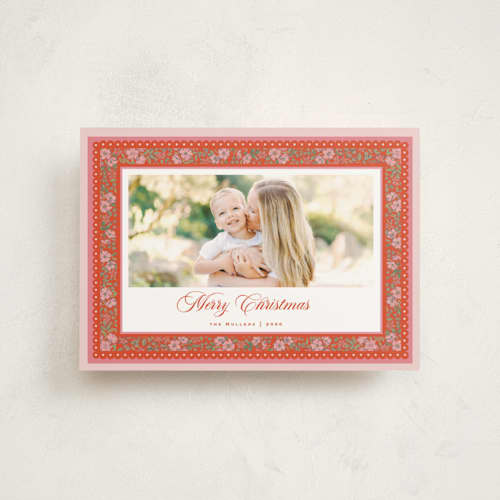 This is a rosy christmas postcards with standard by Corinne Malesic called festive bloom printing on signature in postcard