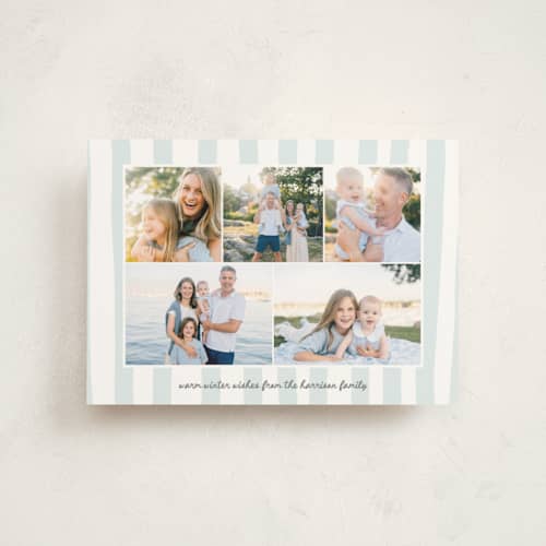 This is a winter sky christmas postcards with standard by Lindsay Megahed called watercolor stripes printing on signature in postcard