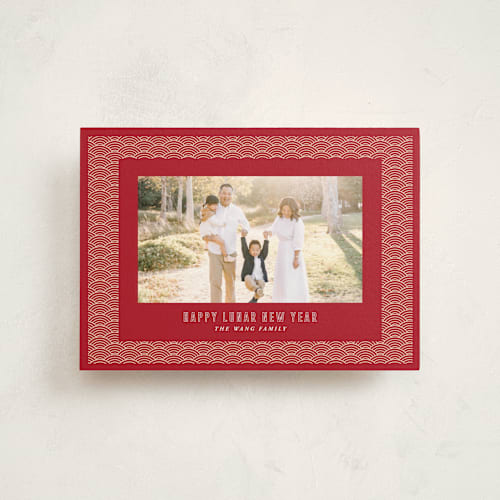 This is a cranberry chinese new year cards with standard by Sherley Ferreira called chinese new year printing on signature in petite