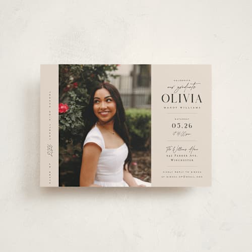 This is a petal graduation invitations with standard by Orasie called invitation with photo printing on signature in petite