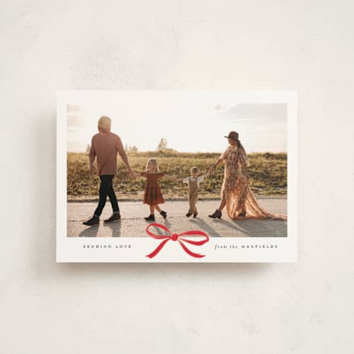 This is a crimson valentine postcards with standard by Olivia Kanaley Inman called crimson bow printing on signature in postcard