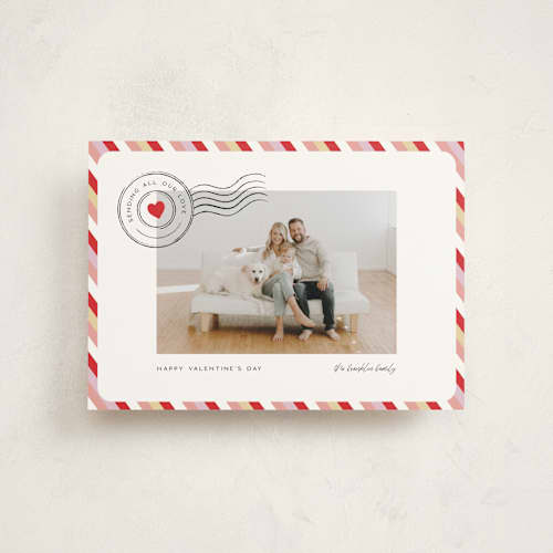 This is a sugar rose valentine postcards with standard by Pixel and Hank called sending valentine love printing on signature in postcard