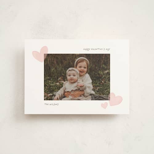 This is a winter rose valentine postcards with standard by Creo Study called painterly hearts printing on signature in postcard