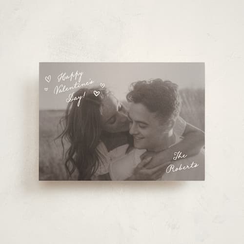 This is a frosted valentine postcards with standard by Pixel and Hank called valentine loves printing on signature in postcard