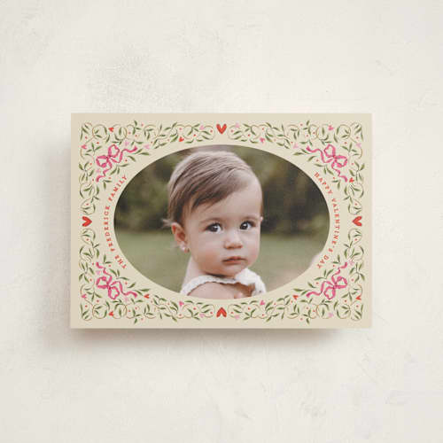 This is a latte valentine postcards with standard by Jackie Crawford called corner bow frame printing on signature in postcard