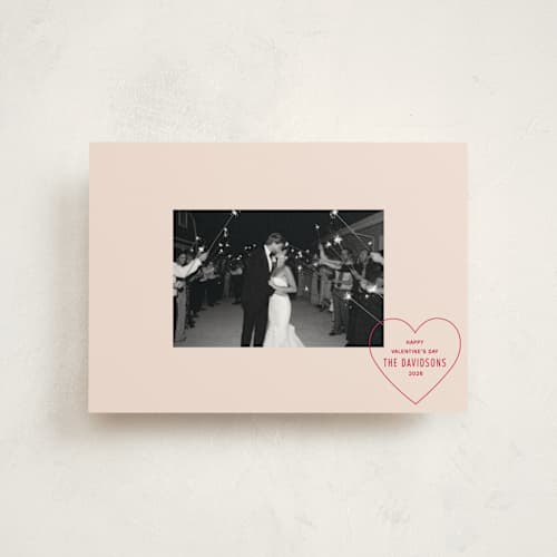 This is a blush valentine postcards with standard by Baumbirdy called stamp printing on signature in postcard