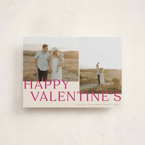 This is a fuchsia valentine postcards with standard by Brianne Larsen called levels printing on signature in postcard