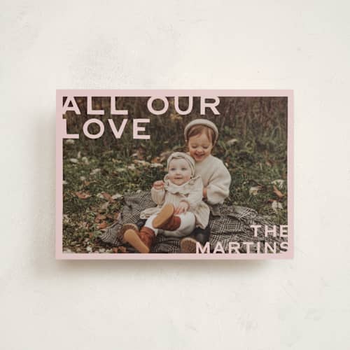 This is a blush valentine postcards with standard by Ani Somi called edges printing on signature in postcard