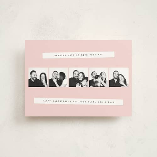 This is a rose valentine postcards with standard by Heather Schertzer called photo booth printing on signature in postcard