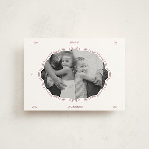 This is a snow valentine postcards with standard by Danielle Nakashima called modern squiggle frame printing on signature in postcard