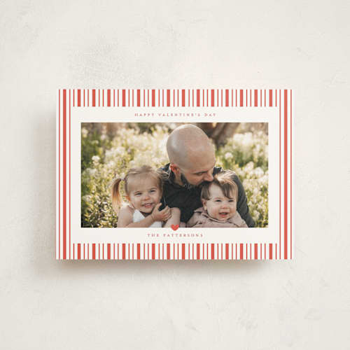 This is a cherry valentine postcards with standard by Jennifer Holbrook called heart and stripes printing on signature in postcard