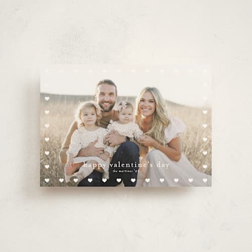This is a lily valentine postcards with standard by Stacey Meacham called mini hearts frame printing on signature in postcard