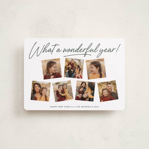 This is a pine petite holiday cards with standard by Kacey Kendrick Wagner called wonderful year printing on recycled smooth signature in petite