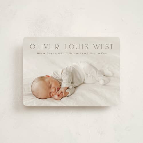 This is a fog petite birth announcements with standard by Julia Hall called our hearts printing on signature in petite