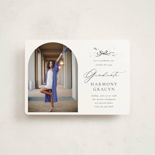 This is a quartz graduation invitations with standard by Becky Nimoy called arch photo printing on signature in petite