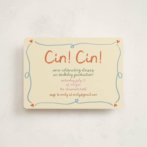 This is a verona graduation invitations with standard by Stephanie Heinrich Godbout called cin cin printing on signature in petite