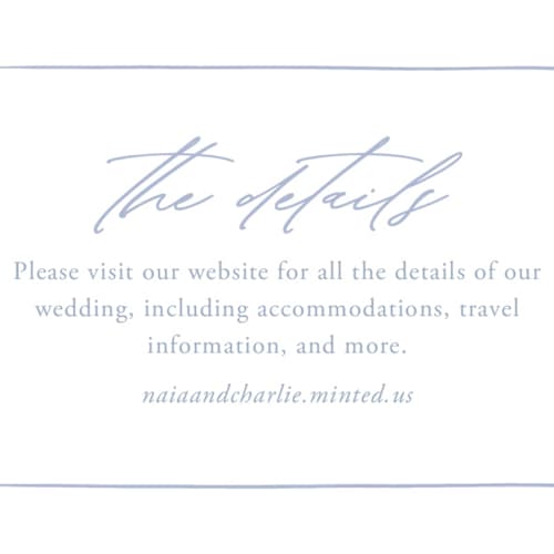 This is a pale cerulean enclosure cards with standard by Sabrin Deirani called ocean dreams printing on signature in mini