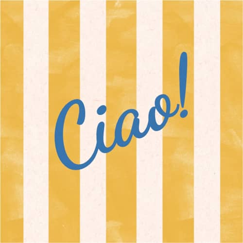 This is a beach enclosure cards with standard by Sumak Studio called ciao! printing on signature in mini