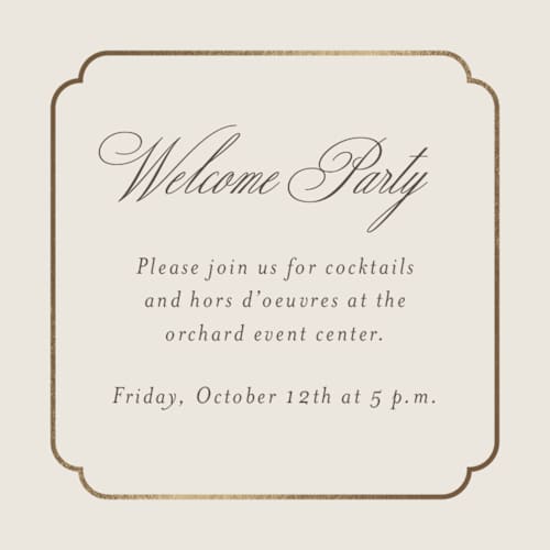 This is a cognac enclosure cards with foil pressed by Emily Betts called arch frame printing on signature in mini