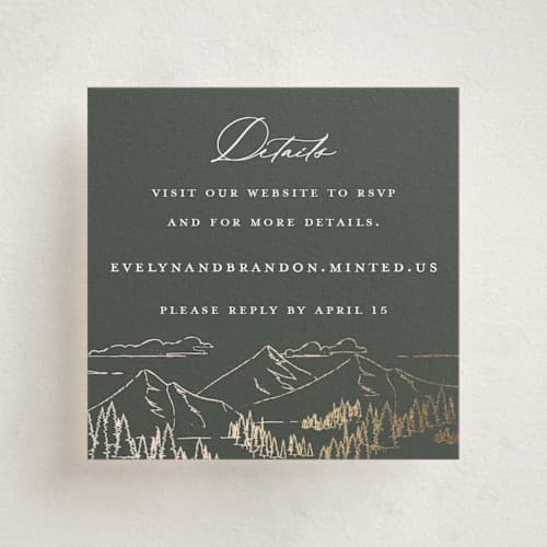 This is a hunter enclosure cards with foil pressed by Sarah Brown called peaks printing on signature in mini