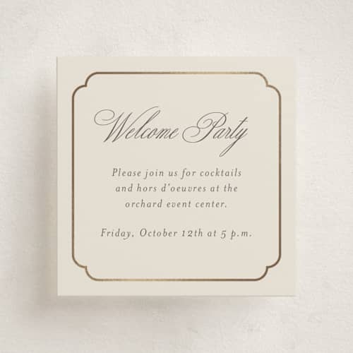 This is a cognac enclosure cards with foil pressed by Emily Betts called arch frame printing on signature in mini