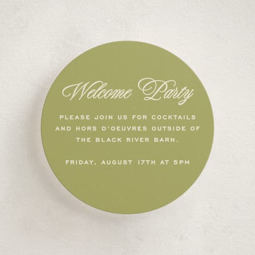 This is a olive enclosure cards with standard by Ellen Schlegelmilch called rory printing on signature in mini