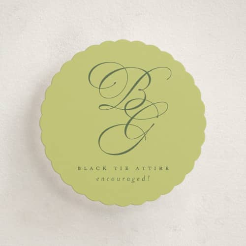 This is a chartreuse enclosure cards with standard by Everett Paper Goods called carlyle printing on signature in mini