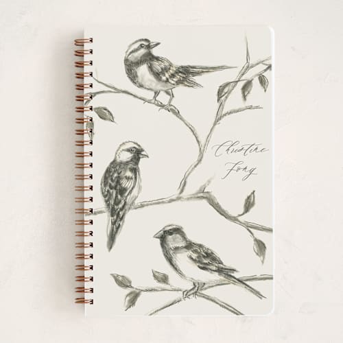 This is a buttercream journals with standard by Teju Reval called birds printing on premium cover stock in notebook