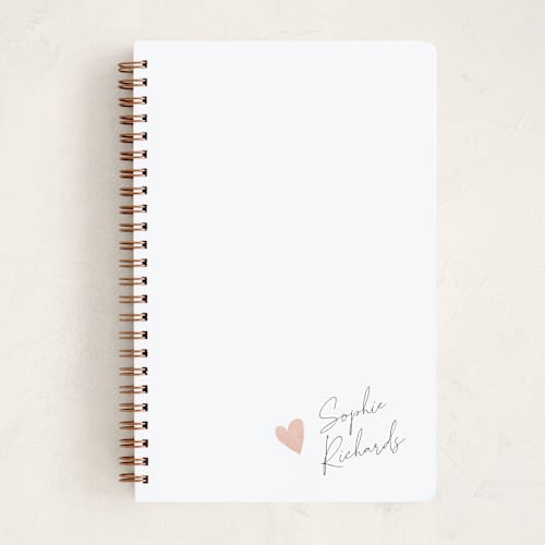 This is a blush journals with standard by Adelyn T. called signed heart printing on premium cover stock in notebook
