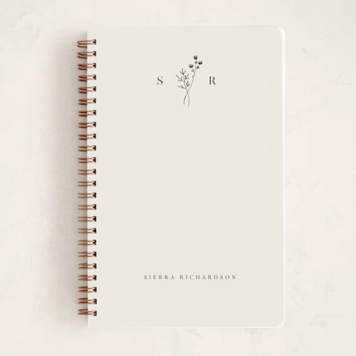 This is a linen journals with standard by Kelly Schmidt called botanical monogram printing on premium cover stock in notebook