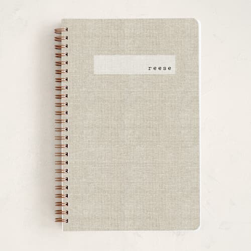 This is a beige journals with standard by Susan Brown called minimal linen printing on premium cover stock in notebook