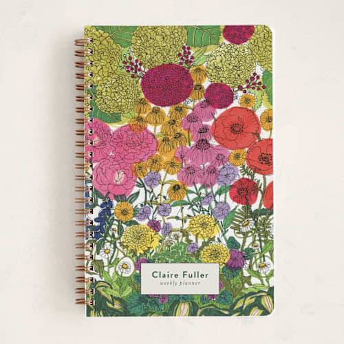 This is a garden green journals with standard by Janie Allen called flower hour printing on premium cover stock in notebook