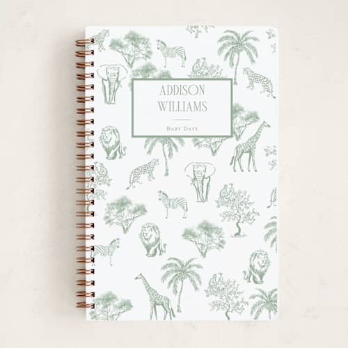 This is a palm journals with standard by Jenna Holcomb called safari toile printing on premium cover stock in notebook
