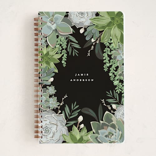 This is a midnight journals with standard by Susan Moyal called wild succulents printing on premium cover stock in notebook