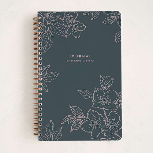 This is a navy journals with standard by Vera Lim called sketched florals printing on premium cover stock in notebook