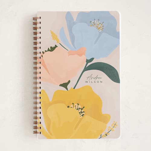This is a peach journals with standard by Vera Lim called bold flowers. printing on premium cover stock in notebook