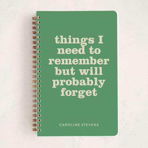 This is a evergreen journals with standard by Beth Vassalo called things i forget printing on premium cover stock in notebook